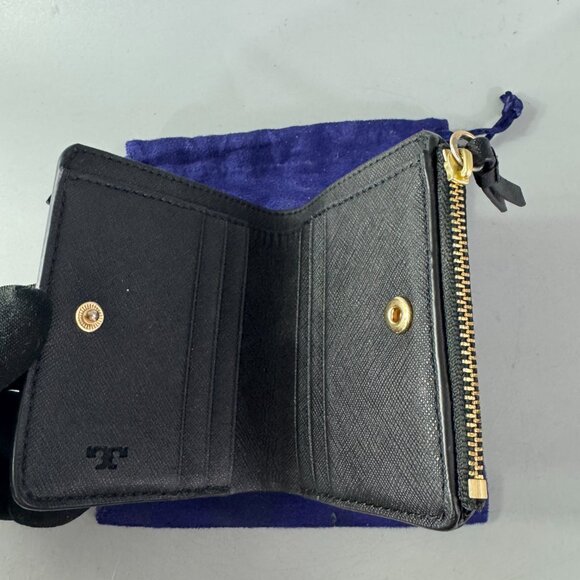 NWOT Tory Burch Robinson Bi-Fold Leather Wallet in Black - Picture 8 of 15